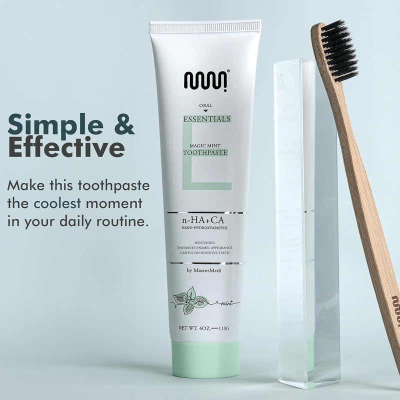 MasterMedi Nano Hydroxyapatite Toothpaste – Fluoride Free, SLS Free, for Sensitive Teeth, Whitening, Enamel Remineralization, Magic Mint, Dentist Recommended, 4 oz (Pack of 3) Infinity Warehouse