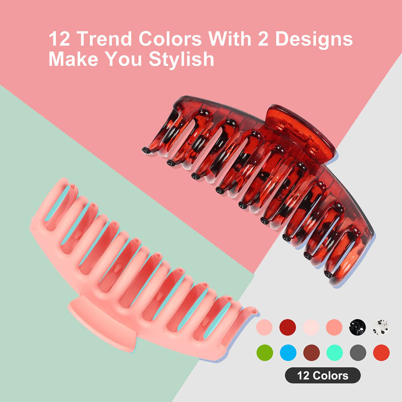 12 PCS Hair Claw Clips Large for Women and Girls,Non-slip Matte Hair Clips ,Strong Hold Thick Thin Hair styling Hair Accessories, Solid Trendcy Color Hair Jaw Clamp by Eathtek Eathtek