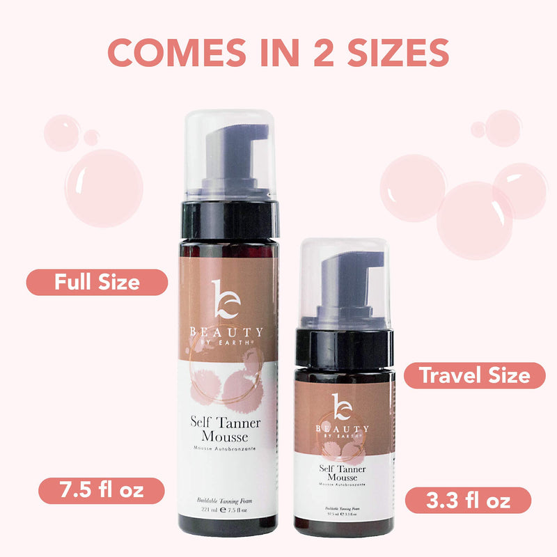 Beauty by Earth Self Tanner Mousse - Medium to Dark Fake Tan Sunless Tanner, Self Tanners Best Sellers, Natural Looking Self Tan, Self Tanning Mousse, Tanning Foam for Use as Body or Face Tanner Beauty by Earth