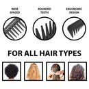 7 Inch Detangling Comb | 2 Pack | Black Carbon Fiber | Large Wide Tooth Detangler Comb | For Straight or Curly Hair | Wet or Dry Hair | Professional Grade Styling Comb for Men and Women Bardeau Essentials