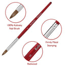 Accmor Kolinsky Acrylic Nail Brush, 3D Nail Art Brush for Acrylic Powder, 100% Kolinsky Nail Art Brush Professional Salon Quality (Size