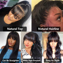 Short Bob Wigs Body Wave Human Hair Wig with Bangs Brazilian Virgin Human Hair None Lace Front Wigs With Bangs 130% Density Glueless Machine Made Wigs For Black Women 10 Inch Beafay Hair