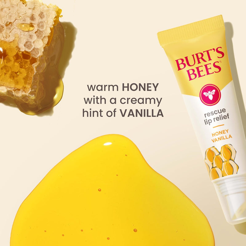 Burt's Bees Rescue Lip Relief, Honey Vanilla, Hydrating Lip Balm for Dry Cracked Lips, with Responsbily Sourced Beeswax and Shea Butter, 100% Natural Origin, 1 Squeezy Tube, 0.35oz Infinity Warehouse