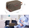 emissary Men's Toiletry Bag Leather and Canvas Travel Toiletry Bag Dopp Kit for Men Shaving Bag for Travel Accessories（Coffee) emissary