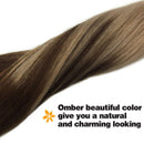 GOO GOO 120g 24 inch Hair Extensions Clip in Human Hair Chocolate Brown Fading to Dirty Blonde Real Remy Human Hair Extensions Clip in Real Natural Hair Extensions 7 Pieces Silky Straight GOO GOO Store