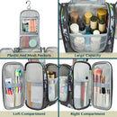 PAVILIA Hanging Toiletry Bag for Women Men, Travel Toiletry Bag Organizer for Toiletries, Cosmetics, Makeup Bag with Mesh, Water Resistant Pockets (Floral Grey) PAVILIA
