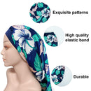 Braid Bonnet for Sleeping Sleep Bonnet Cap Long Bonnet for Braids Silky Elastic Band for Women Dreadlocks, Braid Long Hair, Curly Hair (Blue Flower) JIANGLAI