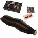 GOO GOO Tape in Hair Extensions Human Hair 24 Inch Balayage Natual Black to Chestnut Brown 20pcs 50g Real Hair Extensions Tape in Remy Hair Extensions for Women GOO GOO Store