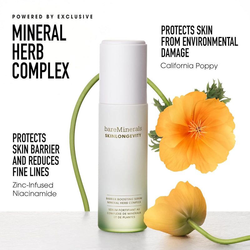 bareMinerals Skinlongevity Barrier Boosting Serum, Lightweight Anti-Aging Serum with Niacinamide, Hydrates, Smooths, Strengthens Skin Barrier, Vegan Infinity Warehouse