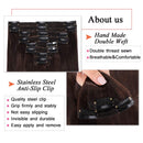 S-noilite Clip in Remy Human Hair Extensions 100% Real Remy Human Hair Double Weft Full Head 8 Pieces 18 clips Straight (20 Inch - 150g,Dark Brown (