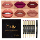 6Pcs Lip Liner and Lipstick Makeup Set,DNM Nude Matte Mat Matt Lipstick 24H and Lip Liner Set Matt Liquid for Black Mature Women Waterproof Long Lasting 24 Pens Lipstick Matte Kit with Lip liners 01 evpct