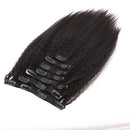 Sassina Kinkys Straight Clip in Hair Extensions Human Hair Double Wefts Unprocessed Virgin Hair Full Head Thick 7 Pieces with 17 Clips 120 Grams 14 inch Sassina Store