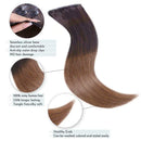Maxfull Seamless Clip In Remy Hair Extensions Ombre Brown with Silicon Base, Invisi-PU Real Remy Hair Extensions Clip On Human Hair, 7pcs, 22inch, 110g Maxfull Store