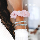 GIMME Good Vibes Scrunchy Pack, Secure Hair Ties. No-Slip or Snag. Variety Pack Denim, Corduroy, Faux Leather, Blush, and Velvet Scrunchies (5 Count) GIMME