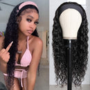 Nadula Hair 10A Water Wave Headbands Wig Human Hair for Women Brazilian Remy Human Hair Gluess Full Head Extension Wig Headband Scarf Wig 150% Density Natural Color (24inch) Nadula Store