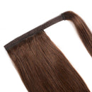 Remy Ponytail Extensions Hair Clip in 16 inches 65g Medium Brown Color Straight Drawstring Warp Around Human Ponytail Hair Piece for Women (16"-65g, Medium Brown