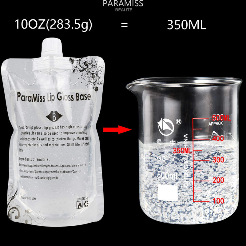 Lip Gloss Base 10 Ounce (350 ML) PARAMISS Moisturize Lip Gloss Base for Making Your Own Lip Glaze , Diy Lip Plumper Making Organic Diy lip Glow Diy clear lip gloss (B) PARAMISS