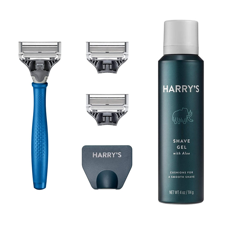 Harry's Razors for Men - Razor Set with 3 Razor Blade Refills, Travel Blade Cover, 4 Oz Shave Gel (Indigo Blue) Harry's Store