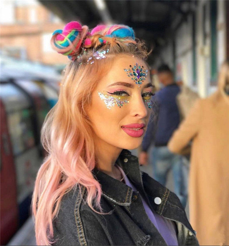 COKOHAPPY 6 Sets Rhinestone Mermaid Face Jewels Tattoo - Body Stickers Crystal Tears Gem Stones Bindi Temporary Stickers (Collection 1) COKOHAPPY