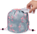 Barrel Makeup Bag Travel Drawstring Cosmetic Bag Toiletry Organizer Waterproof for Women and Girls (Small, Flamingo) Narwey