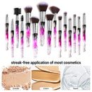 LUXAZA 15PCS Professional Makeup Brush Set,Sparkling Crystal Style Makeup Brushes Premium Synthetic Include Foundation,Eyeshadow,Contour Makeup Brushes for Women & Girls LUXAZA Store