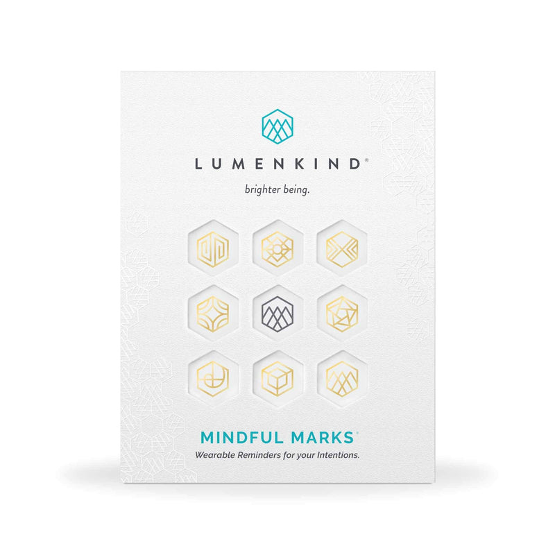 LumenKind, Mindful Marks (Gold) 31 Tiny Temp Tattoo Mindfulness Stickers - Wearable Reminders for your Intentions. Choose your Focus - Set your Intention - Renew your Commitment LUMENKIND
