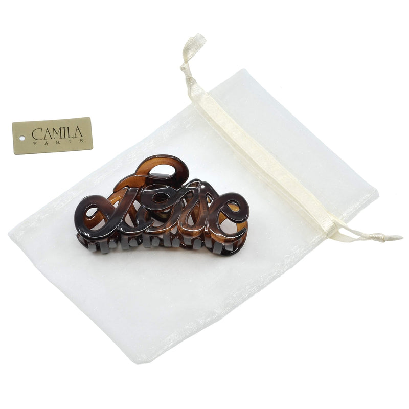 Camila Paris CP1380 French Hair Clip for Women, 3.25 inch Girls Hair Claw Clips Jaw Tortoise Cellulose, Fashion Durable and Styling Hair Accessories for Women, Strong Hold No Slip Grip, Made in France Camila