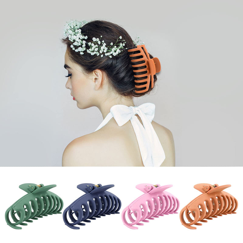 12 PCS Big Hair Claw Clips , Trendcy Colors,Matte Non-slip Material ,Strong Hold Hair For Women And Girls,Suitable For Thin Or Thick Hair,Fashion Hair Accessories,4.3 inch (4.3 inch) HQ-SITE