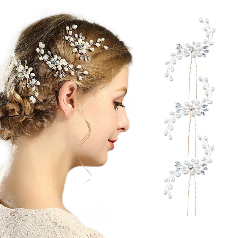Bridal Hair Pins - Wedding Hair Clips Set Pearl Rhinestones Bride Headpiece Hair Accessories for Women TreatMe
