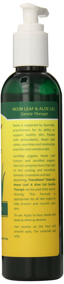 Theraneem Neem Leaf & Aloe Gel | Helps Refresh & Nourish Skin | Organic Neem Leaf & Aloe Vera | 8fl oz (Fragrance Free) Thera Neem