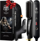 Heated Ionic Hair Straightening Brush for Men - 5 Temperature Settings, Anti-Scald, Beard Shaper & Travel Bag Infinity Warehouse