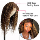 ISEE Hair Transparent Lace Front Wigs Human Hair Deep Wave Wigs 150% Density 13X4 Lace Frontal Human Hair Wigs for Black Women Pre Plucked with Baby Hair (18 Inches, Honey Blonde Highlights) ISEE