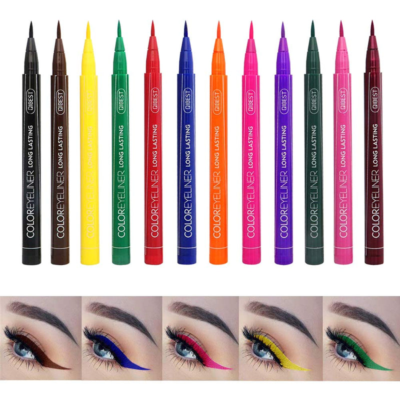Coosa beauty COOSA 12 Colors Matte Liquid Eyeliner Waterproof High Pigmented Colorful Long Lasting Liquid Eye Liner Pen Set (12COLORS - SET A) Coosa beauty