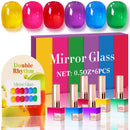 Double Rhythm 6 Pcs 15 ML Gel Polish Set Same Color Same Bottle Soak Off Gel Polish Kit Nail Art Manicure Salon DIY at Home for Women (Jelly Burgundy Red Glitter Silver -T6-56) Infinity Warehouse