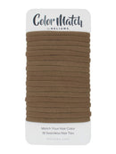 Heliums Light Brown Skinny Seamless 6mm Medium Hold Soft Nylon Fabric Rolled Ponytail Holders - 18 Hair Ties Heliums