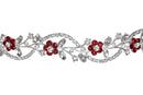 Bridal Flower Rhinestones Crystal Wedding Headband Tiara (Red Crystals Silver Plated) SAMKY