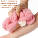 AARainbow 4 Packs Long Stretch Back Sponge with Rope Handles Back Scrubber Bath Shower Mesh Sponge Exfoliating Body Scrub Stretch Braided Loofah for Men and Women (B-1 Grey+1 Green+1 Pink+1 Coffee) AARAINBOW