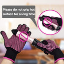 Heat Resistant Gloves with Silicone Bumps, Sopito 2Pcs Professional Heat Proof Glove Mitts for Hair Styling Curling Iron(Pink) Sopito