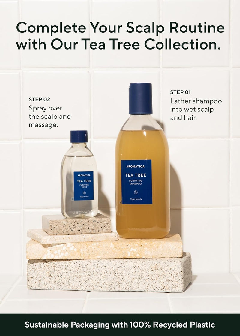 AROMATICA Tea Tree Purifying Tonic 3.38oz, Paraben, Silicone, Sulfate Free | Vegan | Soothing & Cooling Tonic for your scalp | Helps hair look healthier and nourished | Natural Ingredients Only Infinity Warehouse