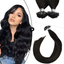 Ugeat Flat Tip Human Hair Extensions 22 Inch Off Black Hair Extensions Keratin Fusion Hair Extensions 50G