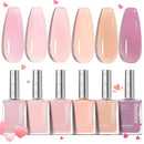 Beetles Jelly Nail Polish Set,6 Colors Pink Nude Jelly Quick Dry Nail Polish Fingernail Fast Drying & Long Lasting Nail Strengthener Polish Gifts for Women Infinity Warehouse