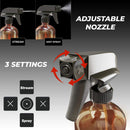 Nylea Empty Glass Spray Bottle for Plants (16oz) | Durable & Refillable Amber Spray Bottles for Cleaning Solutions - Essential Oil Spray Bottle w/Sturdy Mist, Stream Sprayer & Resistant Nozzle (1PC Nylea