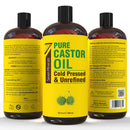 Pure Cold Pressed Castor Oil - Big 32 fl oz Bottle - Unrefined & Hexane Free - 100% Pure Castor Oil for Hair Growth, Thicker Eyelashes & Eyebrows, Dry Skin, Healing, Hair Care, Joint and Muscle Pain Seven Minerals