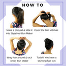 Styla Hair 3 Piece Donut Hair Bun Maker (1 Small, 1 Medium, 1 Large) Easily Create Updo’s, Ballet Bun, Messy Buns & more! Reusable for Work, School, Yoga, Parties, & more! (Black) Styla Hair