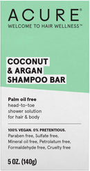 Acure Coconut & Argan Shampoo Bar, 100% Vegan, Performance Driven Body & Hair Care, All-In-One shower Solution, Palm Oil Free, 5 Oz Acure