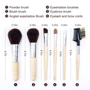 Natural Bamboo Makeup Brushes 6pcs Mini Cosmetic Makeup Brushes Set With Travel Bag Case Powder Blush Eye Shadows Eyebrow Make Up Brushes Kit Delicate girl