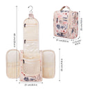 Hanging Travel Toiletry Bag Cosmetic Make up Organizer for Women and Men (Medium, Beige Bird) Narwey