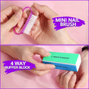 Manicure Nail File Kit-3Pcs Double Sided Nail File, Rectangular Nail Buffer, 4 Step Buffing Block, 3Pcs Cuticle Clipper & Pusher, and Nail Brush, Complete Nail Kit with Buffer for Salon Nail Art HNYYZL Store