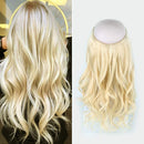 Sassina 16 Inch Real Remy Halo Human Hair Extensions 100g Double Weft Hairpiece with Fishing String, Color Platinum Ash Blonde Halo Extensions