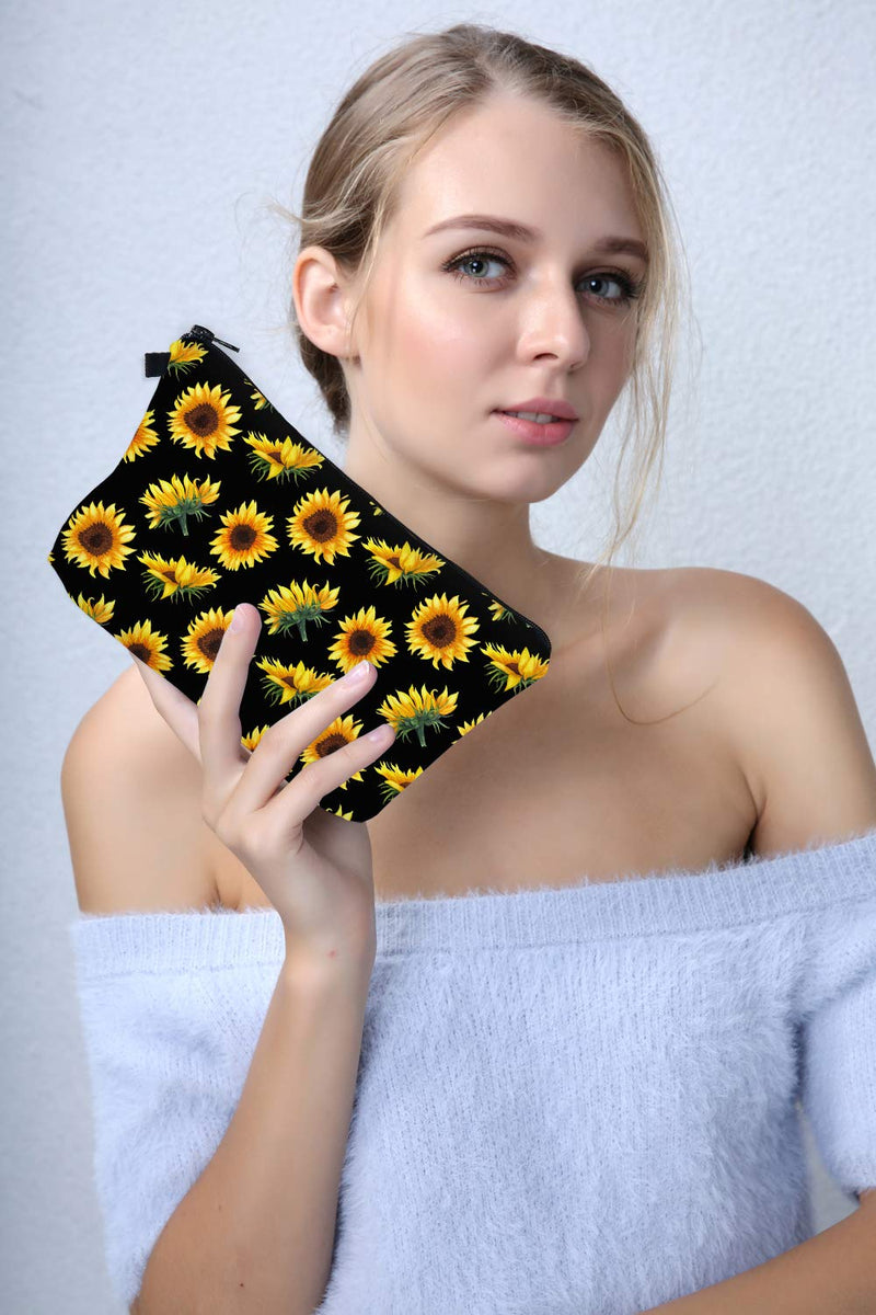 Cosmetic Bag for Women,Deanfun Sunflower Flowers Waterproof Makeup Bags Roomy Toiletry Pouch Travel Accessories Gifts 52355 Deanfun